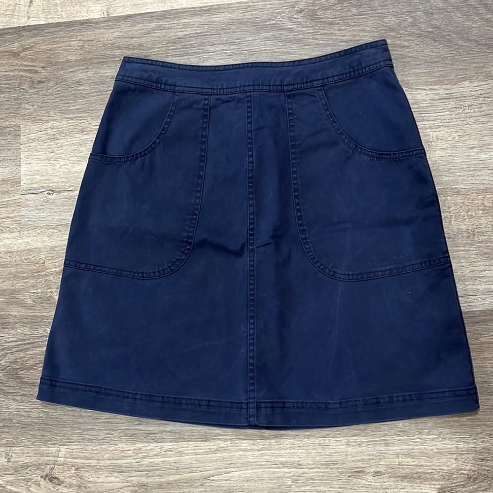 Boden Blue Khaki A-line Simple Skirt with Big Front Pockets Size US 6R